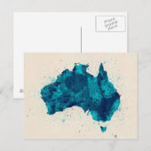 Australia Paint Splashes Map Postkarte (Vorne/Hinten)