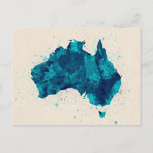 Australia Paint Splashes Map Postkarte (Vorderseite)