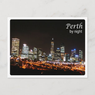 Australia -  Perth - By Night - Postkarte
