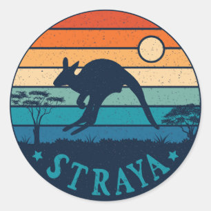 Australia Straya Retro Vintage Känguru Aussie Runder Aufkleber