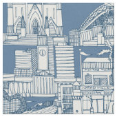 Australia toile de jouy cobalt denim stoff (Nahaufnahme)