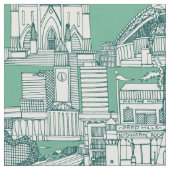 Australia toile de jouy dark teal peppermint stoff (Nahaufnahme)