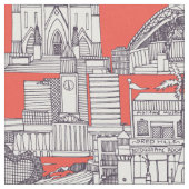 Australia toile de jouy mulberry red stoff (Nahaufnahme)