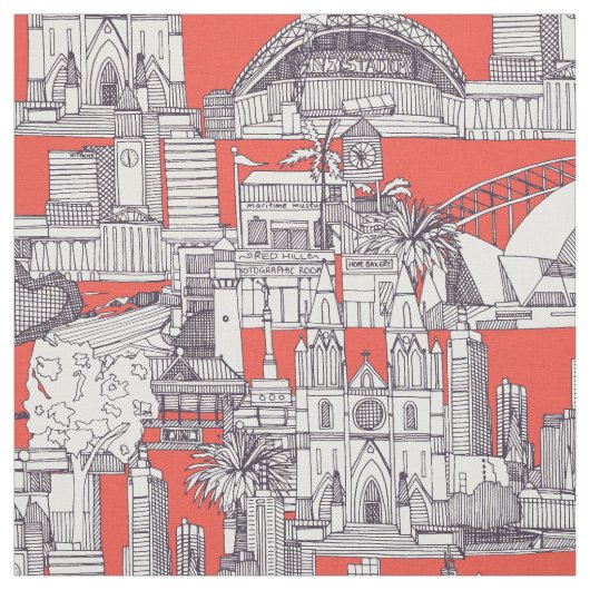 Australia toile de jouy mulberry red stoff (Muster)