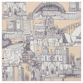 Australia toile de jouy mulberry sand stoff