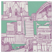 Australia toile de jouy purple peppermint stoff (Nahaufnahme)