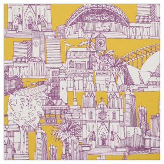 Australia toile de jouy purple yellow stoff