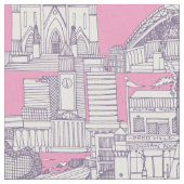 Australia toile de jouy violet pastel magenta stoff (Nahaufnahme)