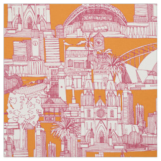 Australia toile de jouy viva magenta satsuma stoff