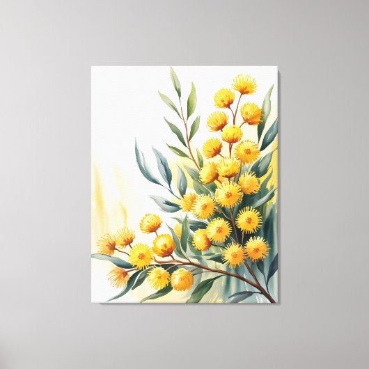 Australia — Watercolor Golden Wattle Leinwanddruck (Vorderseite)