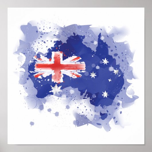 Australia Watercolor Map Poster (Vorne)