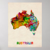 Australia Watercolor Map Poster (Vorne)