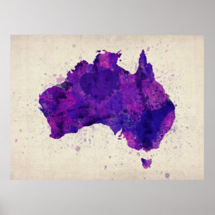Australia Watercolor Map Poster