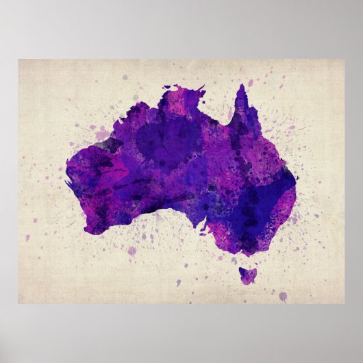 Australia Watercolor Map Poster (Vorne)