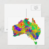 Australia Watercolor Map Postkarte (Vorne/Hinten)