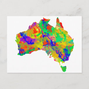 Australia Watercolor Map Postkarte