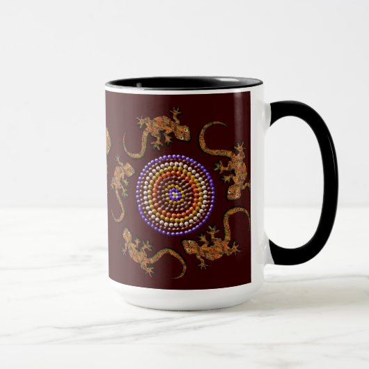 Australian Aboriginal Style Desert Art - Geckos Tasse (Rechts)