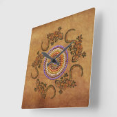 Australian Aborigine Dreamtime & Animals Quadratische Wanduhr (Winkel)