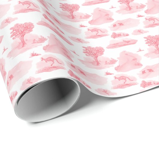 Australian Animal Toile (Coral) Wrapping Paper Geschenkpapier (Rolleneckpunkt)