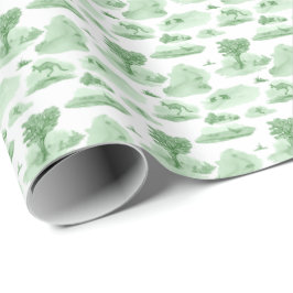 Australian Animal Toile (Green) Geschenkpapier