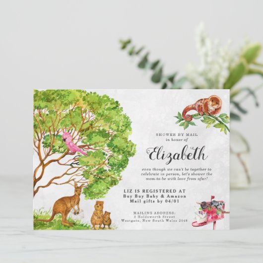 Australian Animals Baby Show by Mail Einladung (Stehend Vorderseite)