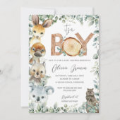 Australian Animals Greenerity Wood Boy Baby Shower Einladung (Vorderseite)