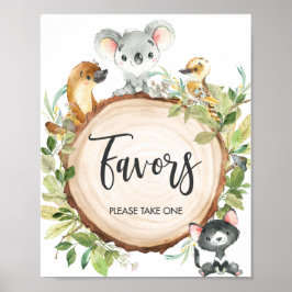 Australian Animals Greenery Baby Shower Favorits Poster