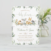 Australian Animals Greenery Baby Shower Neutral Einladung (Stehend Vorderseite)