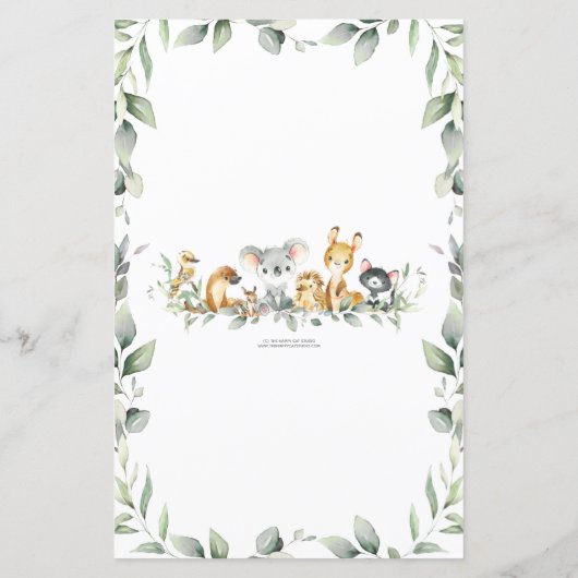 Australian Animals Greenery Baby Word Scramble (Rückseite)