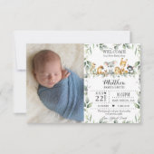 Australian Animals Greenery New Baby Foto Birth Ankündigung (Vorderseite)