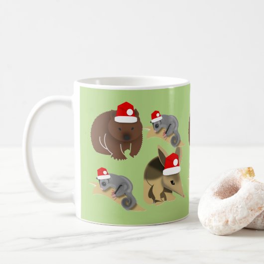 Australian Baby Animals Weihnachten Kaffeetasse (Mit Donut)