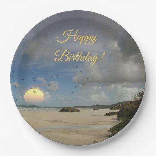 Australian Beach Happy Birthday Pappteller (Vorderseite)