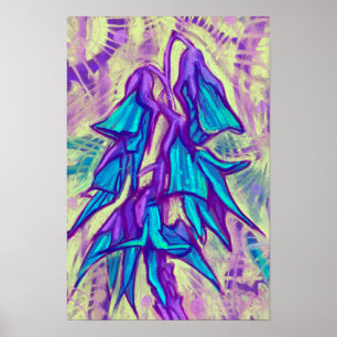 Australian Bird Blume, tropisches Türkis Poster