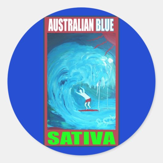 AUSTRALIAN BLAUE SATIVA RUNDER AUFKLEBER (Vorderseite)