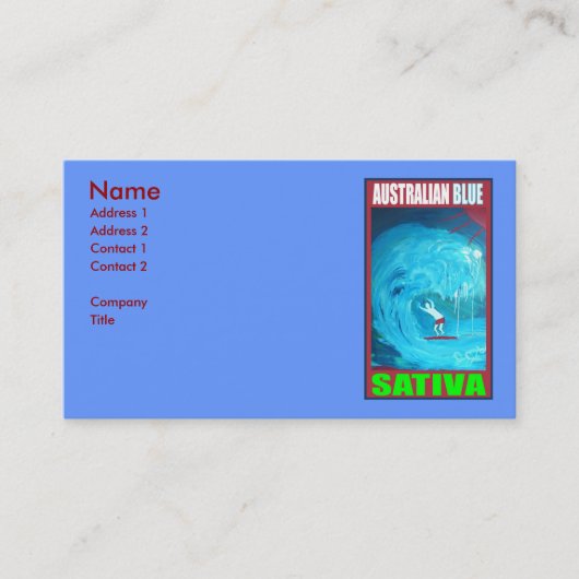AUSTRALIAN BLAUE SATIVA VISITENKARTE (Vorderseite)