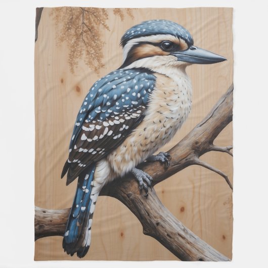 Australian Blue Kookaburra in a Tree Wildlife Art Fleecedecke (Vorderseite)