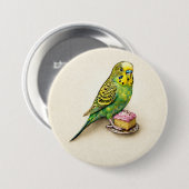 Australian Budgie Pink Lamington Large Badge Pin Button (Vorne & Hinten)
