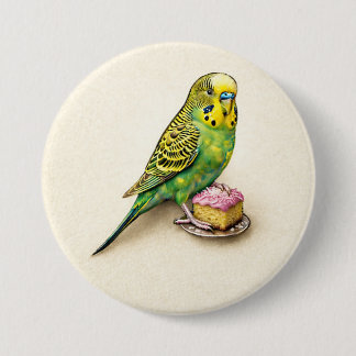 Australian Budgie Pink Lamington Large Badge Pin Button