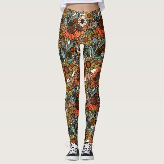 Australian Bush Wildblume Garden Leggings (Vorderseite)