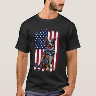 Australian Cattle Dog Amerikanische Flagge 4. Juli T-Shirt