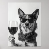 Australian Cattle Dog and Wine Wall Art, Black and Poster (Vorne)