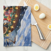 Australian Cattle Dog Christmas Boat Holiday Geschirrtuch (Viertel Falte)