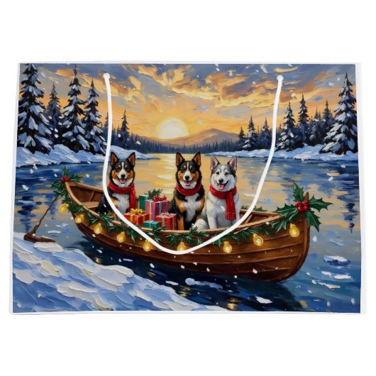 Australian Cattle Dog Christmas Boat Holiday Große Geschenktüte (Vorderseite)