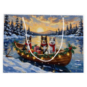 Australian Cattle Dog Christmas Boat Holiday Große Geschenktüte (Rückseite)