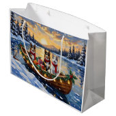 Australian Cattle Dog Christmas Boat Holiday Große Geschenktüte (Rückseite Schrägansicht)