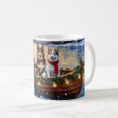 Australian Cattle Dog Christmas Boat Holiday Kaffeetasse (VorderseiteRechts)