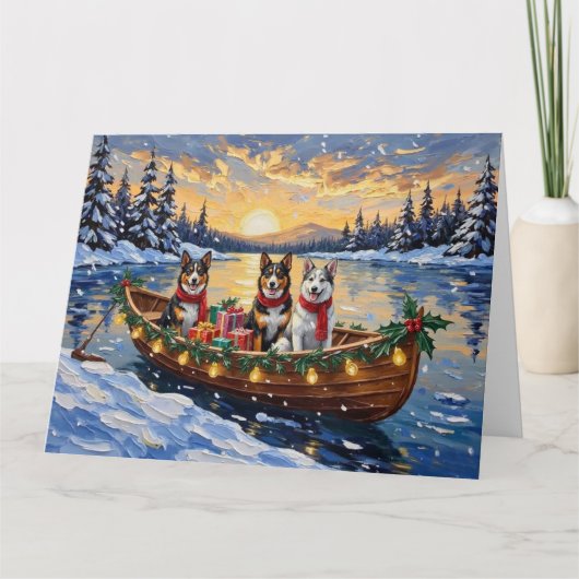 Australian Cattle Dog Christmas Boat Holiday Karte (Vorderseite)