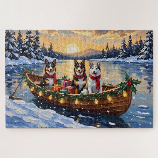 Australian Cattle Dog Christmas Boat Holiday Puzzle (Horizontal)