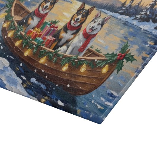 Australian Cattle Dog Christmas Boat Holiday Schneidebrett (Ecke)