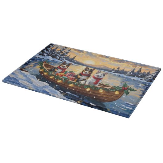 Australian Cattle Dog Christmas Boat Holiday Schneidebrett (Ecke)